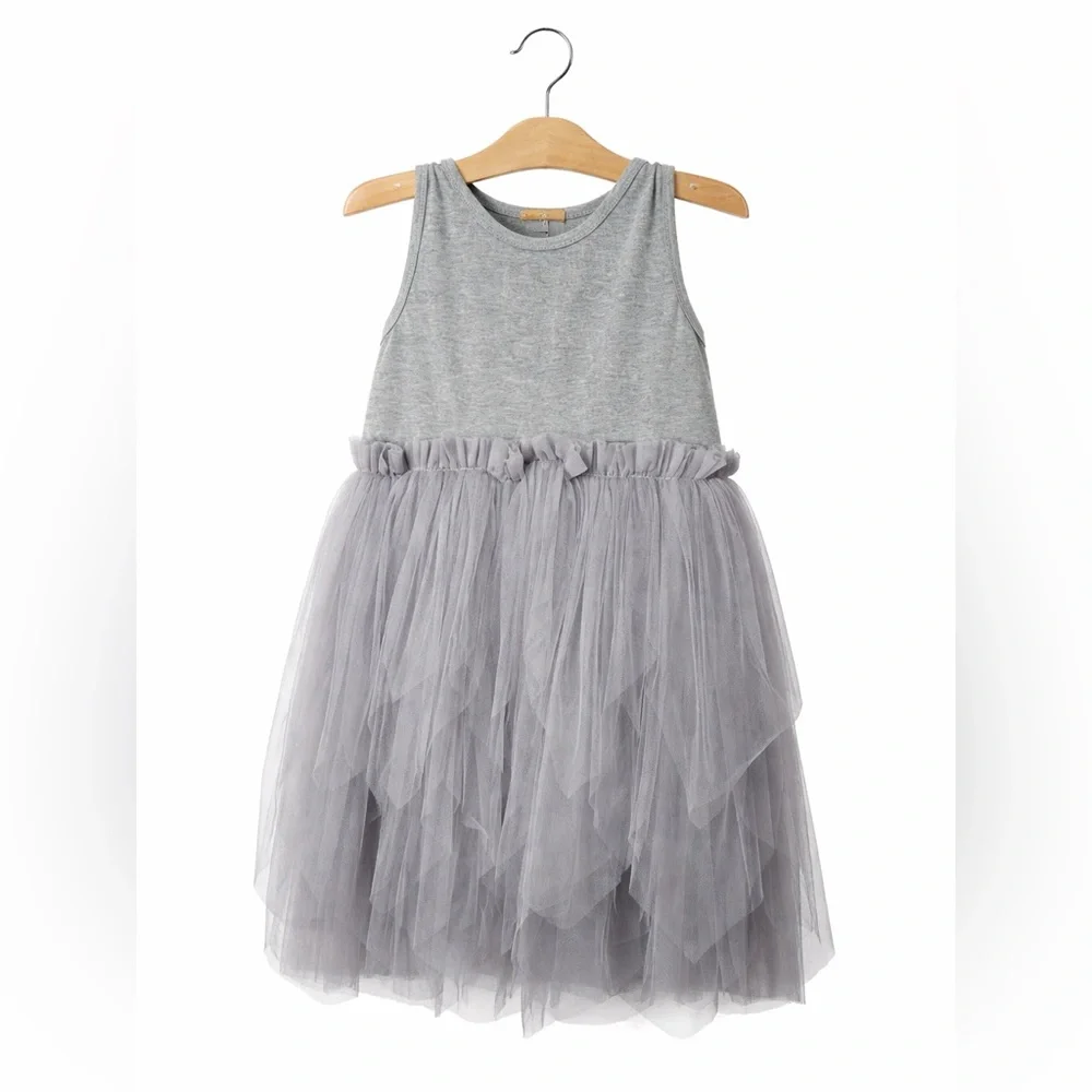 Boutique Gray Dress with Tulle Bottom. Great Condition. Size 110 Balletcore